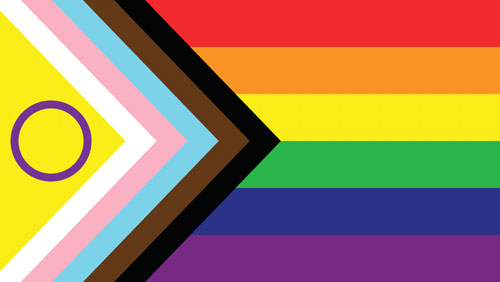  Progressive pride flag on a textured background